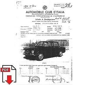 1966 Alfa Romeo Giulia 1300 TI FIA homologation form PDF download (ACI)